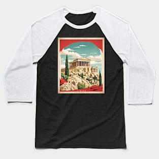 Acropolis Greece Tourism Vintage Poster Baseball T-Shirt